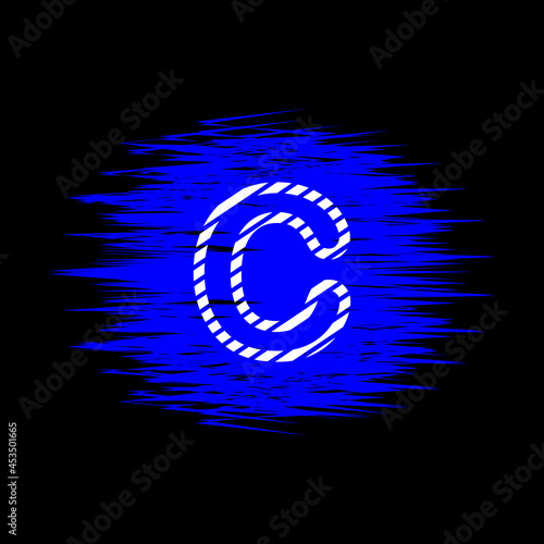 clipart icon letter c  and abstract blue brush stroke, simple, beautiful and cool vector graphic resource
