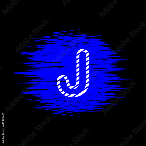 clipart icon letter j  and abstract blue brush stroke, simple, beautiful and cool vector graphic resource