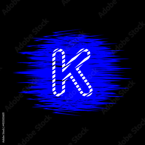 clipart icon letter k  and abstract blue brush stroke, simple, beautiful and cool vector graphic resource