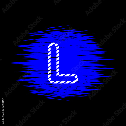 clipart icon letter l  and abstract blue brush stroke, simple, beautiful and cool vector graphic resource