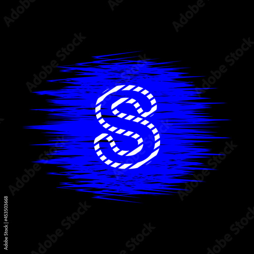 clipart icon letter s  and abstract blue brush stroke, simple, beautiful and cool vector graphic resource