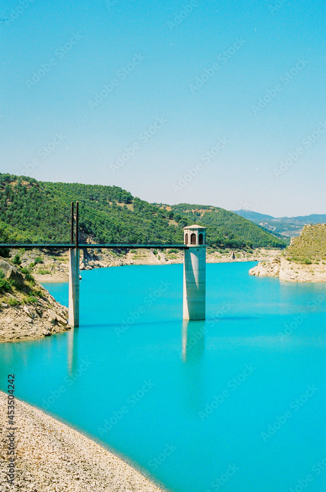 Water reserve in spain. powerful cyan tint.