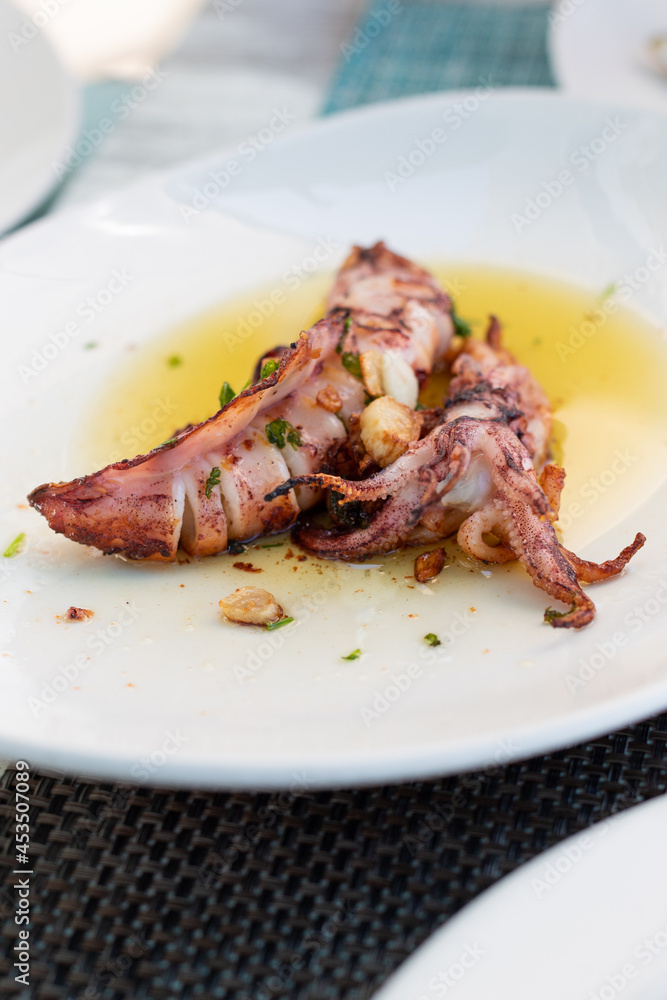 Grilled squid, Praia do Garrão, Algarve
