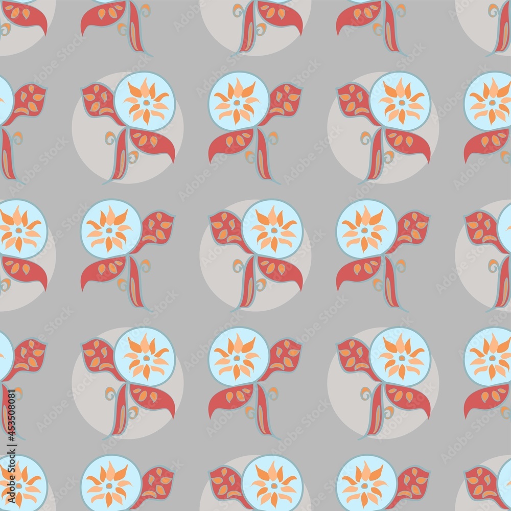 Repeating Vector Floral Pattern In Grey And Pink Repeating Vector Floral Pattern In Grey And Pink