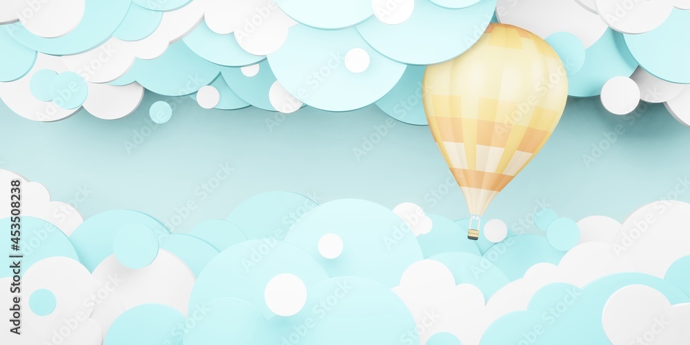 Obraz premium Hot Air Balloons in the Sky 3D Illustration
