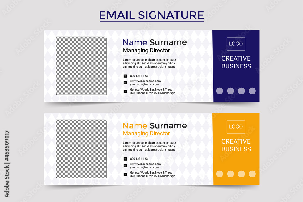 Email signature vector templates, Trendy email signature, Modern Professional awesome unique Corporate Email signature design template.