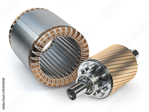 Print op canvas Rotor and stator of electric motor isolated on white background.