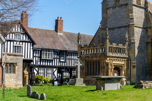 Evesham Abbey grounds, England, uk showing the ancient architecture photo