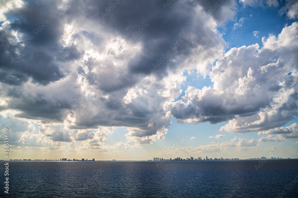 Miami, Florida Skies and Skyline from Sea