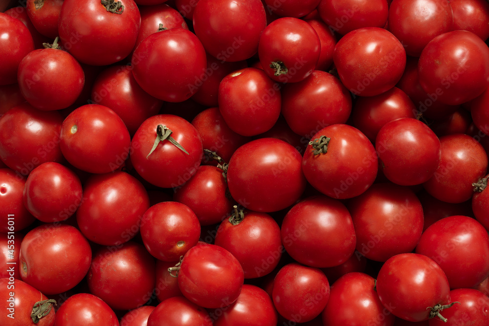 Red tomatoes on the market. Tomatoes backdrop
Red tomatoes on the market. Tomatoes backdrop