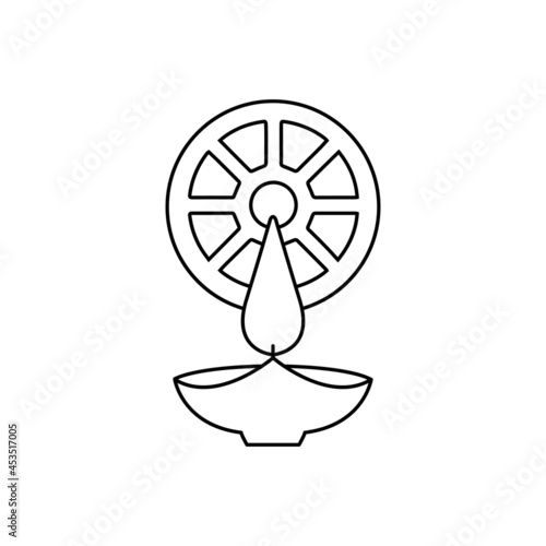 Dharmachakra with Lamp (Dharma Wheel) symbol in Buddhism