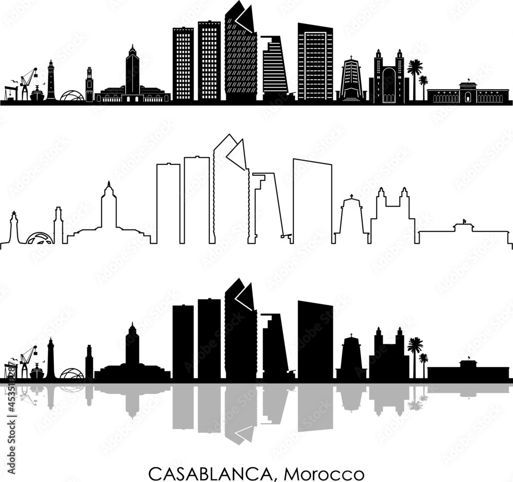 Fototapeta premium CASABLANCA Morocco Africa City Skyline Vector