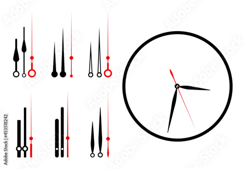 Clock hands design template. Time pointers symbol. Template design. Vector illustration isolated on white.