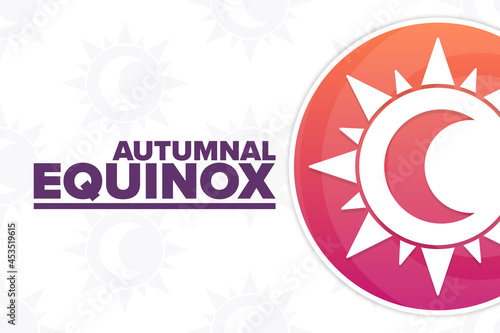 Autumnal Equinox. Holiday concept. Template for background, banner, card, poster with text inscription. Vector EPS10 illustration.