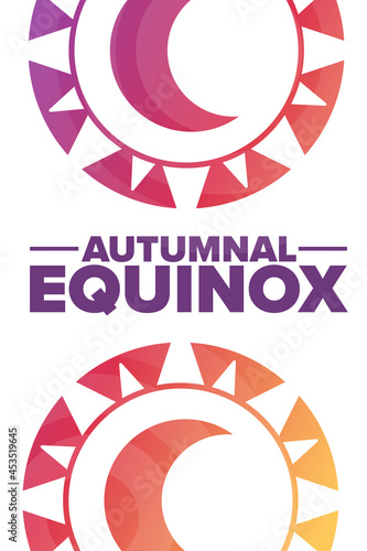 Autumnal Equinox. Holiday concept. Template for background, banner, card, poster with text inscription. Vector EPS10 illustration.