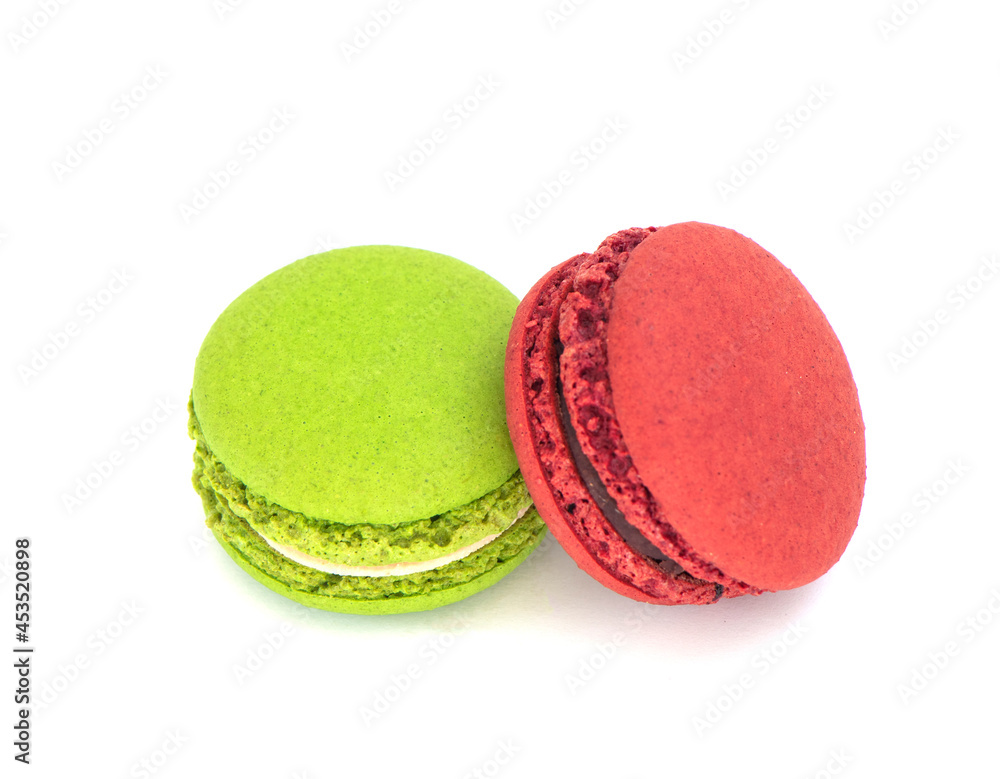 Colorful macaroon isolated on white background. Sweet and colorful french macaroons or macaron. French dessert. High quality photo Colorful macaroon isolated on white background. Sweet and colorful french macaroons or macaron. French dessert. High quality photo