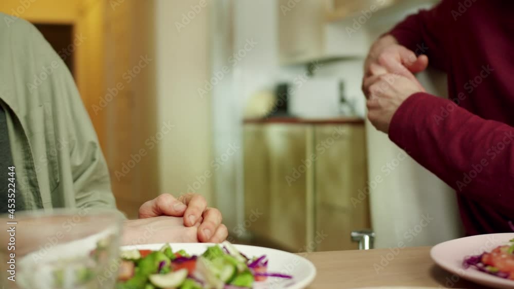Two men are talking at lunch in the background Two men are talking at lunch in the background