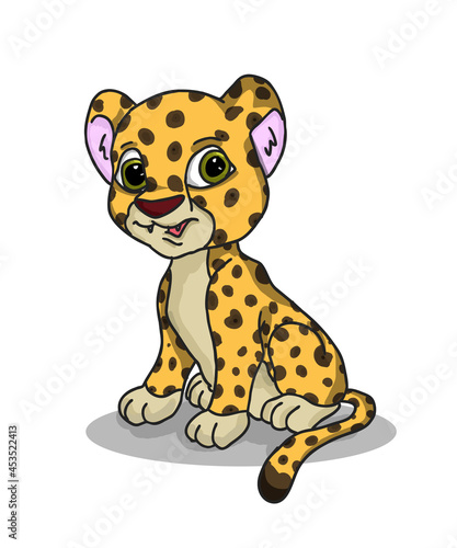 baby cheetah cartoon isolated on white
