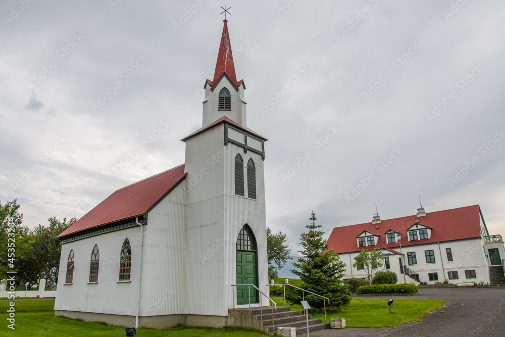 The old church of Hvanneyri in Borgarfjordur in Iceland
