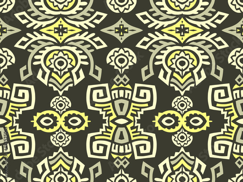 Abstract Ethnic Vector Seamless Pattern. Trendy boho tile. African textile design. Scandinavian ornament. Perfect for wallpaper, cloth, wrapping paper and other endless fill.