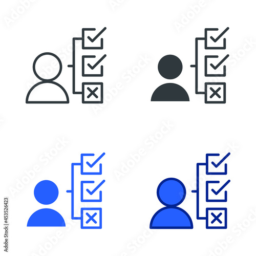 Personal data of Abilities and competence information in employee training. Literacy & Skills checklist of company candidate skills icon. Vector illustration. Design on white background. EPS10