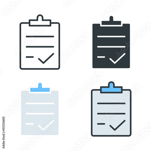 Report text file with checklist sign for checkup, approve document. license or contract documents. Audit document. Result paper. Reporting icon Vector illustration. Design on white background. EPS10