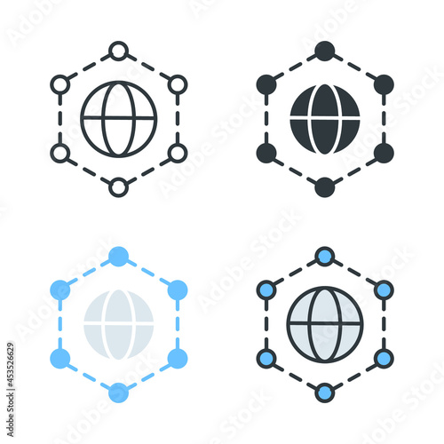 Worldwide or world earth globe for Global networking technology and social connection. Business Network. World Network icon. Vector illustration. Design on white background. EPS10