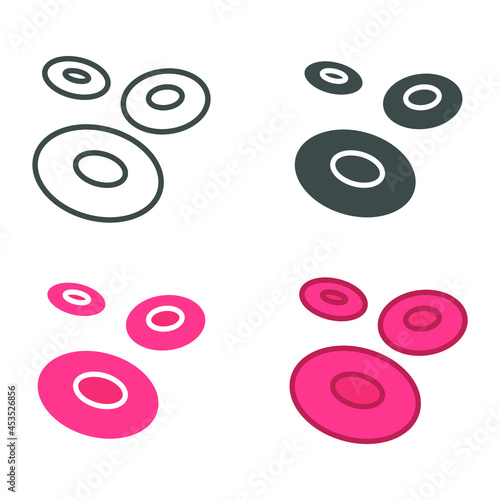 Erythrocyte, human blood cell in red Colour and biconcave Shape. Human cell in circulatory organ system. Red blood icon. Vector illustration. Design on white background. EPS10