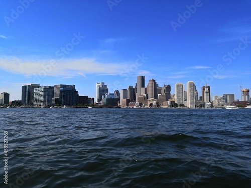 Boston skyline view from the sea