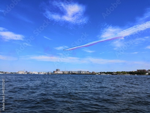 Boston skyline view from the sea