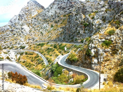 Curvy Serpentine roads through Mountains