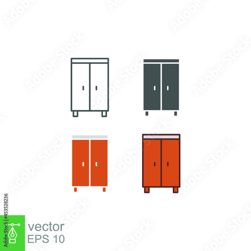 Wardrobe, Double door Closet simple line. Natural wooden Furniture, Room interior element cabinet for mobile concept and web design and apps. Vector illustration. Design on white background. EPS10