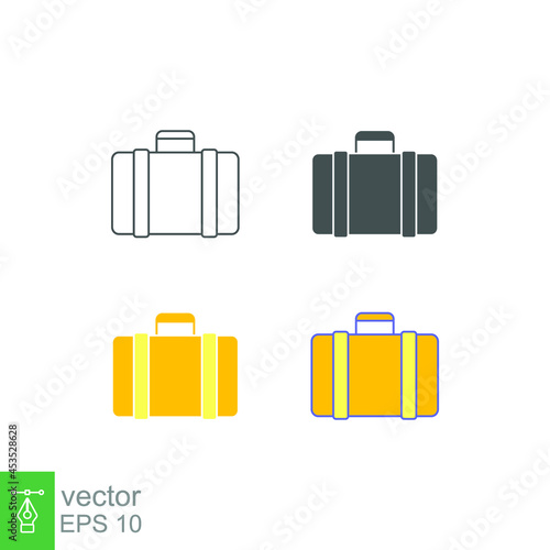 Travel or tourist bag Bag, Handbag, Baggage, luggage line Element In Trendy Style. Briefcase travelling for summer holiday and vacation icon. Vector illustration. Design on white background. EPS10