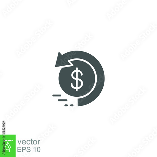 Chargeback, cashback icon, return money. Money recovery, refund tax payment. Return on investment. cash back rebate trendy style Stroke Solid style Vector illustration Design on white background EPS10
