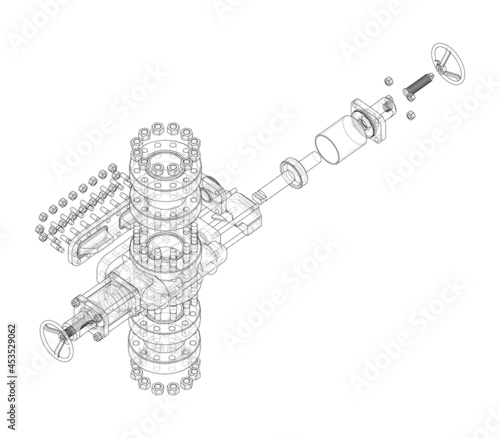 Blowout preventer. Vector rendering of 3d