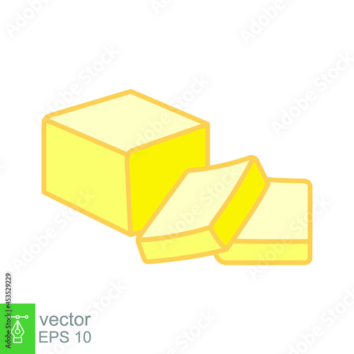 Creamy Butter icon colored line symbol. Margarine Pack Bar and slices element in trendy style. Three slice of buttermilk in different shape. Vector Illustration. Design on white background. EPS10