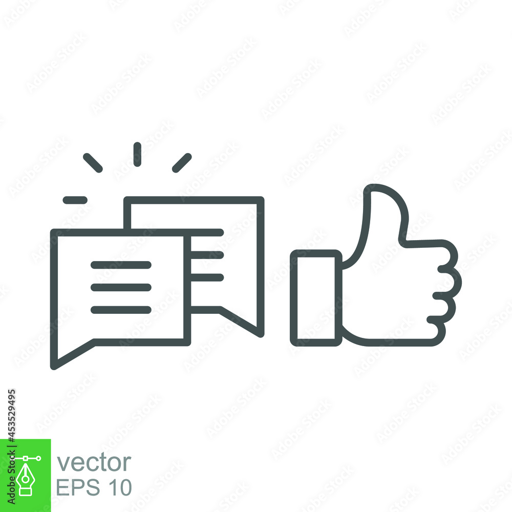 likes with comment icon. Hand thumb gesture for give like or positive feedback and square bubble chat for write message in social media app. Vector illustration. Design on white background. EPS10 likes with comment icon. Hand thumb gesture for give like or positive feedback and square bubble chat for write message in social media app. Vector illustration. Design on white background. EPS10