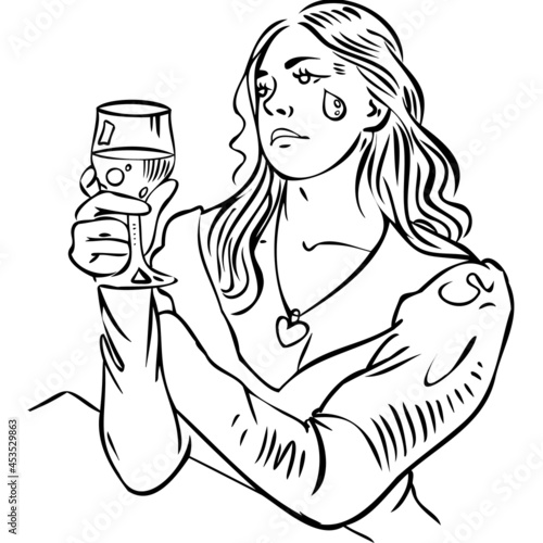 girl, hairstyle, glass, tear vector illustration