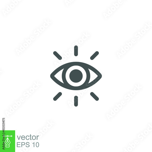 Eye vector icon line. eye ball for vision symbol. Lens bright, visibility, vision, eye sight. optic clinic symbol. Modern style web page template. Vector illustration design on white background EPS 10