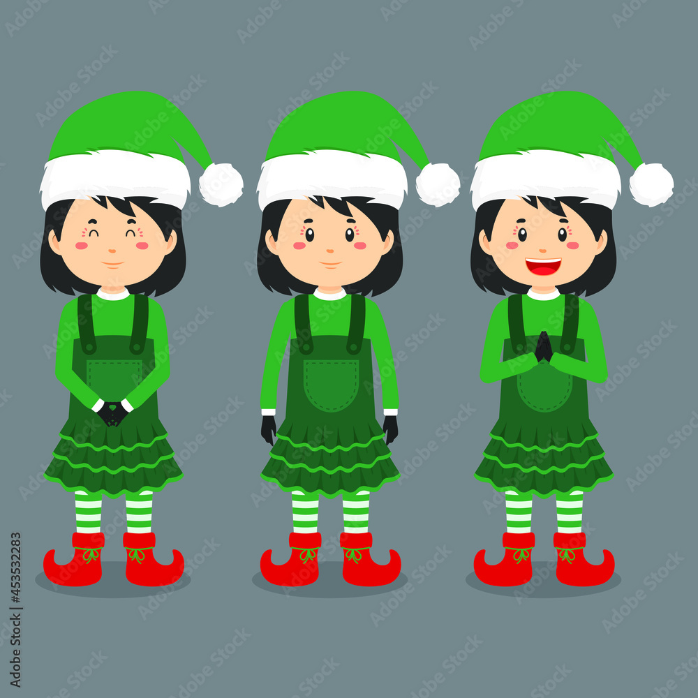 Character Wearing Elf Costume with Various Expression Character Wearing Elf Costume with Various Expression