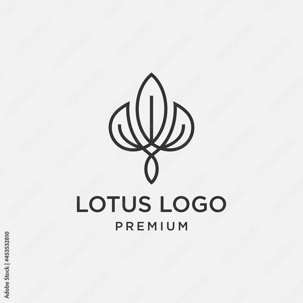 Lotus leaf logo. line art style logo premium Lotus leaf logo. line art style logo premium