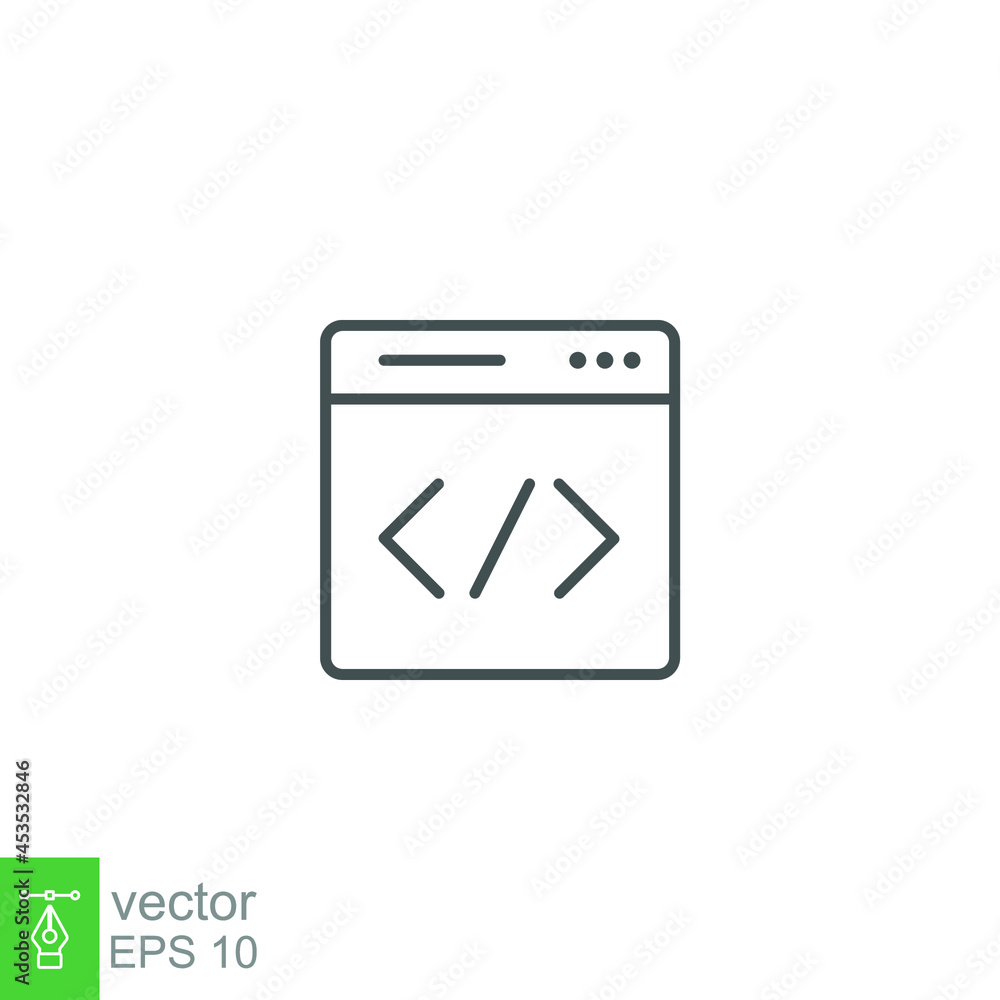 coding data development Line icon style. Back End, Web concept, programming and coding. Can also be used for SEO, digital marketing, technology. Vector illustration. Design on white background. EPS 10 coding data development Line icon style. Back End, Web concept, programming and coding. Can also be used for SEO, digital marketing, technology. Vector illustration. Design on white background. EPS 10