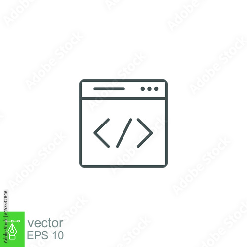 coding data development Line icon style. Back End, Web concept, programming and coding. Can also be used for SEO, digital marketing, technology. Vector illustration. Design on white background. EPS 10