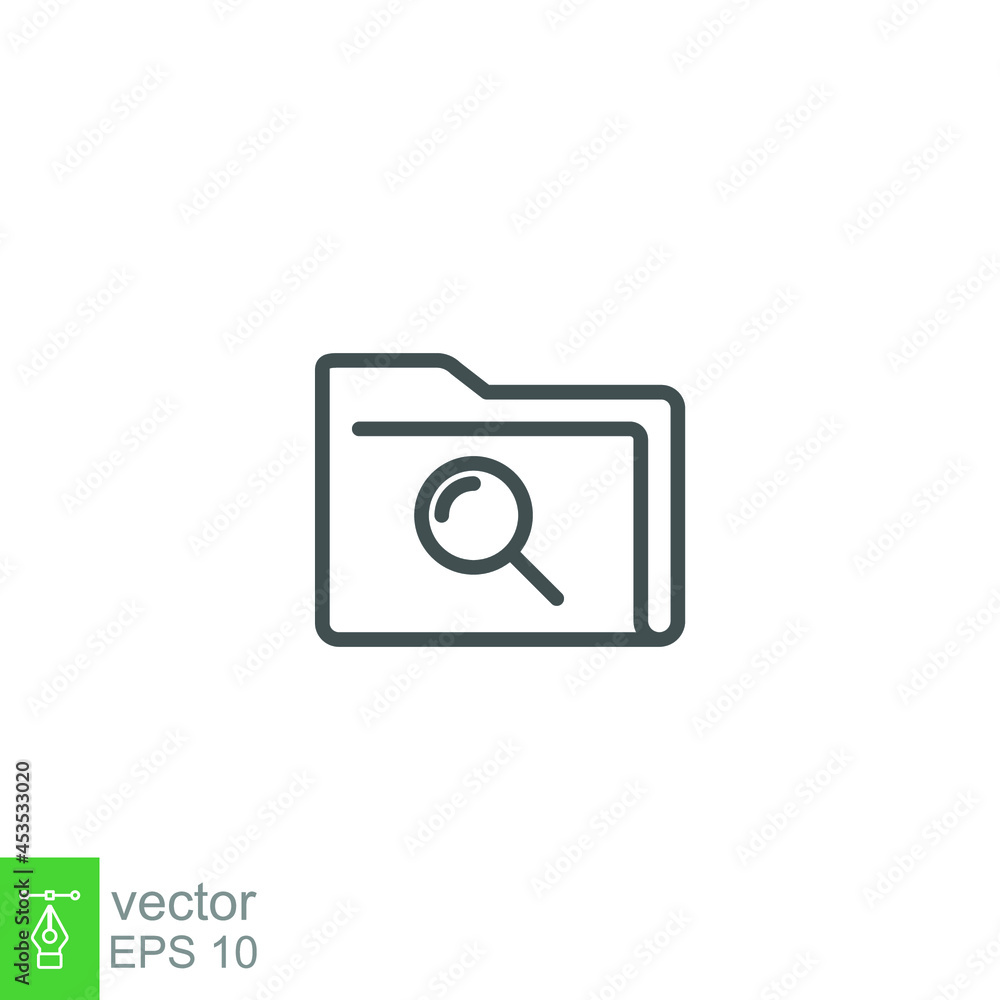 Check document with search sign icon. Magnifying glass over the folders. concept of scan or searching for documents or files Vector illustration. Design on white background. EPS 10