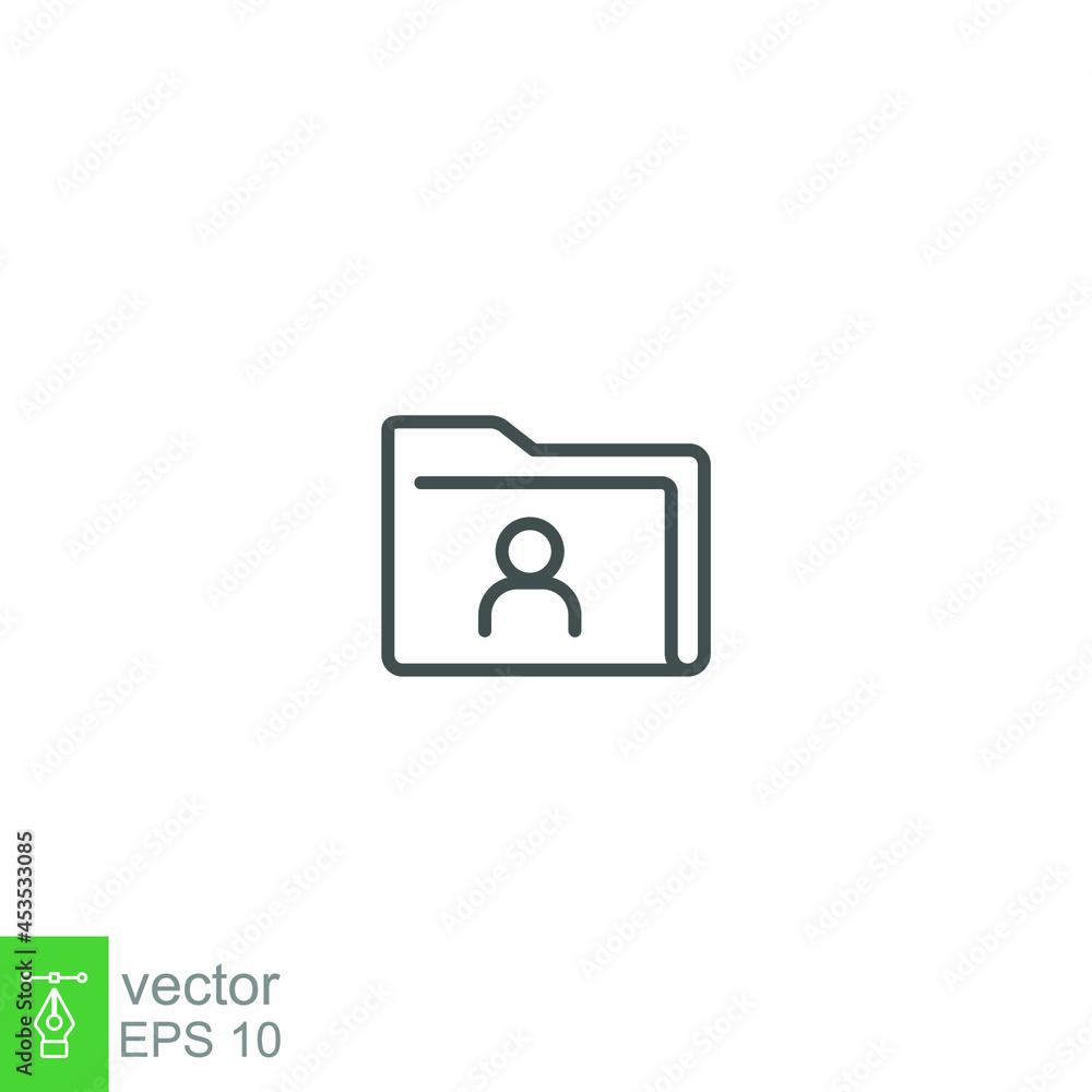 Documents Profile or User private folder icon. folder with person sign line symbol. Privacy confidential document, Protection personal directory. Vector illustration Design on white background EPS 10 Documents Profile or User private folder icon. folder with person sign line symbol. Privacy confidential document, Protection personal directory. Vector illustration Design on white background EPS 10