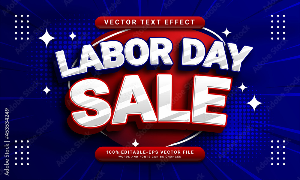 Labor day sale editable text style effect suitable for sales promotion at labor day celebration - obrazy, fototapety, plakaty 
