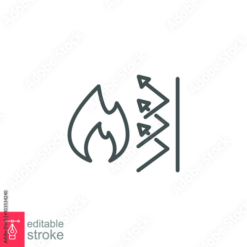 fireproof icon. Fireproofing support. Fire insulation, fire security system. Thermal reflective of flame burn. Editable stroke vector illustration. Design on white background. EPS 10 photo