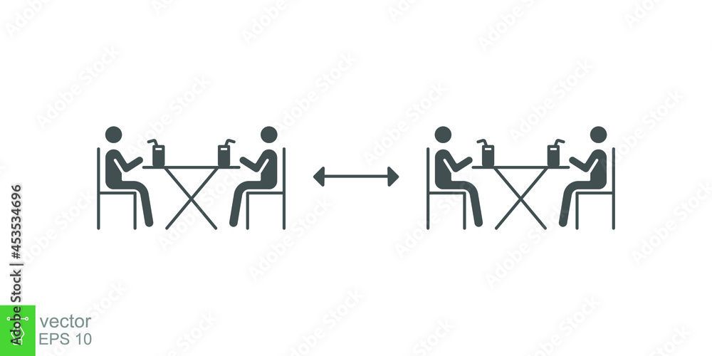 Two group people drinking coffee in cafe icon. New normal dine in concept with safe table. keep social distancing as prevention spread of Covid19. Solid, Glyph style. vector illustration Design EPS 10 Two group people drinking coffee in cafe icon. New normal dine in concept with safe table. keep social distancing as prevention spread of Covid19. Solid, Glyph style. vector illustration Design EPS 10