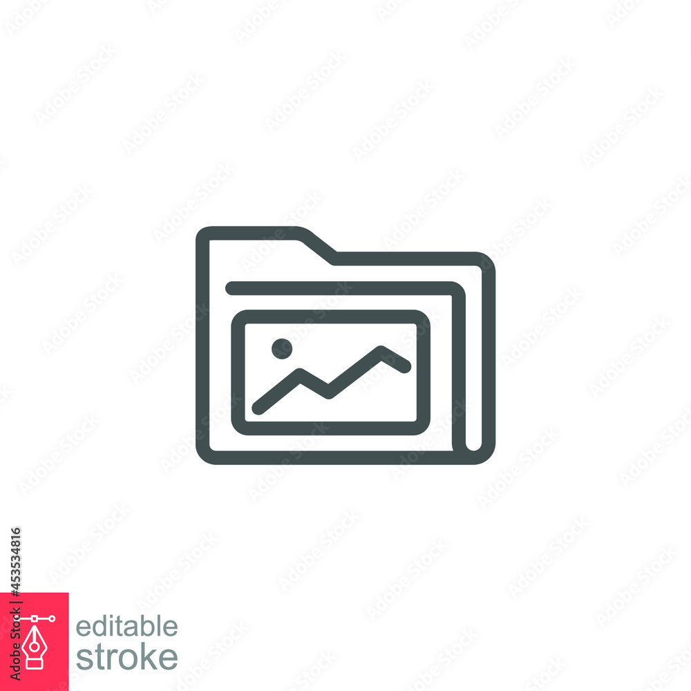 Documents icon. file photo picture line. Folder picture for website or mobile app. Camera album gallery. snapshot directory. Editable stroke. Vector illustration. Design on white background. EPS 10 Documents icon. file photo picture line. Folder picture for website or mobile app. Camera album gallery. snapshot directory. Editable stroke. Vector illustration. Design on white background. EPS 10