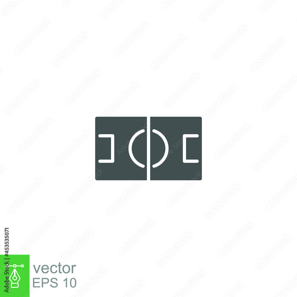 Football, sport icon. Soccer field from above, sport fields look from top. Pictogram symbol, Glyph style for mobile web and app. Solid Vector illustration. Design on white background. EPS 10 Football, sport icon. Soccer field from above, sport fields look from top. Pictogram symbol, Glyph style for mobile web and app. Solid Vector illustration. Design on white background. EPS 10